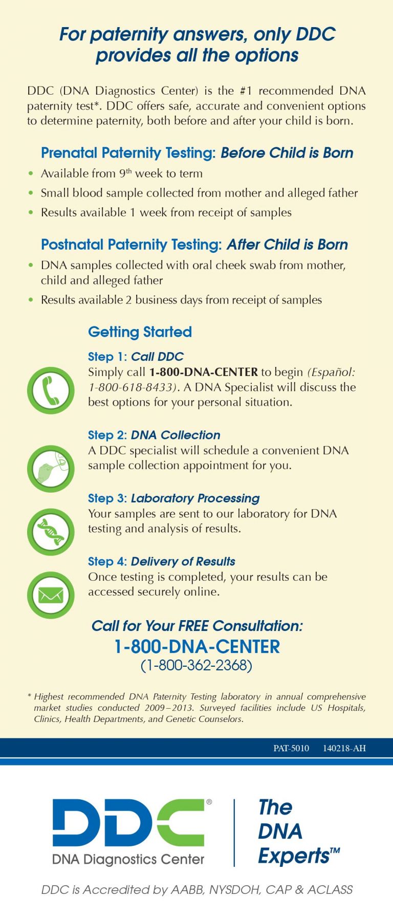 Get FREE DDC Paternity Testing Brochures DNA Diagnostics Center